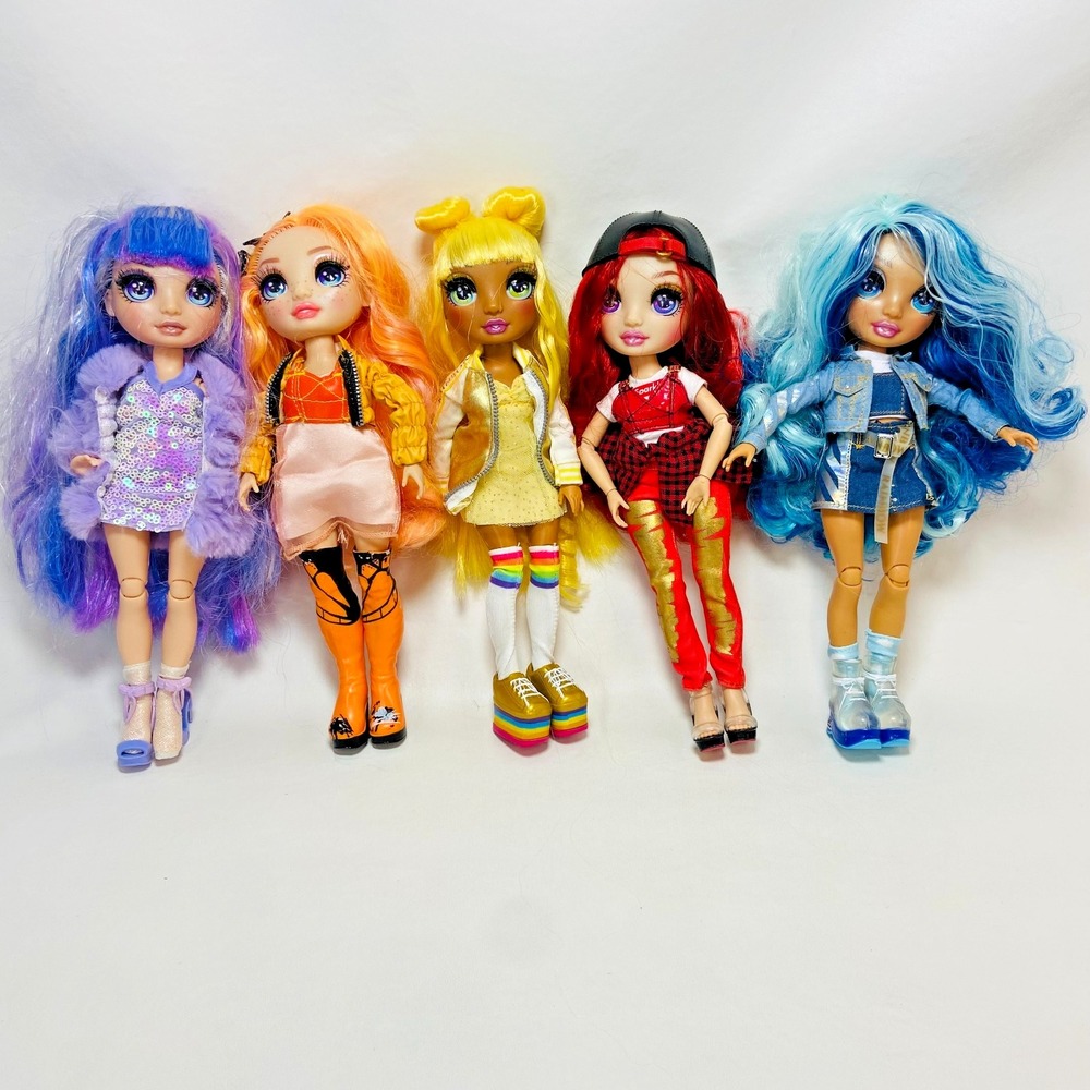 Rainbow High Doll Lot 5 Dolls Clothes Shoes Violet Poppy‎ Sunny Jade Skyler